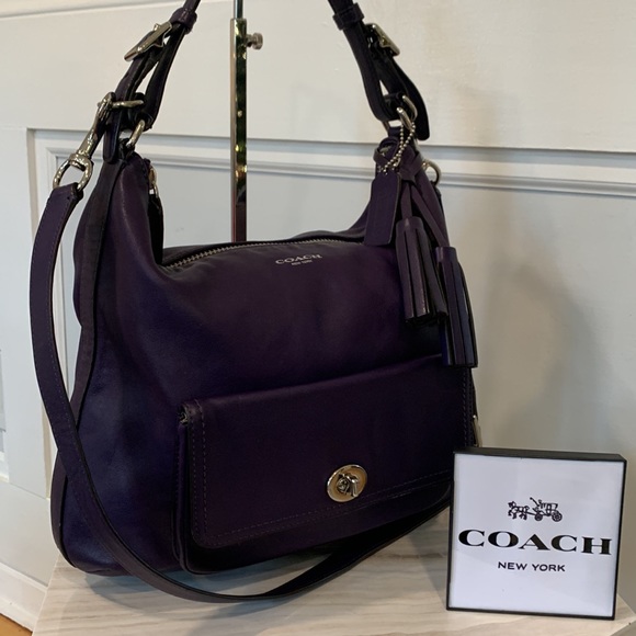 Coach Handbags - Coach Legacy Courtenay Purple Leather Tassel Hobo Crossbody Bag